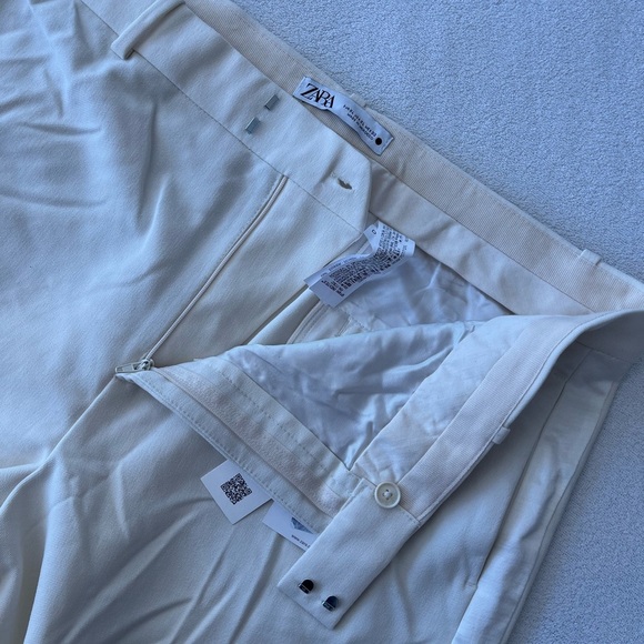 NWT Zara Oyster White Crepe Tuxedo Trouser Pant XL - Picture 7 of 12